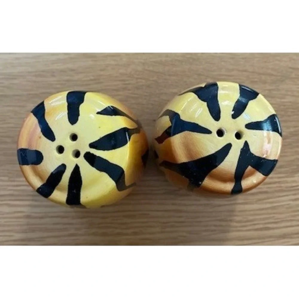 Tiger Stripe Salt and Pepper Shakers OS Orange Good Safari Ceramic